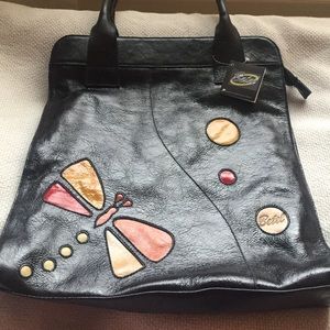 Beautiful genuine leather bag w/ dragonfly design